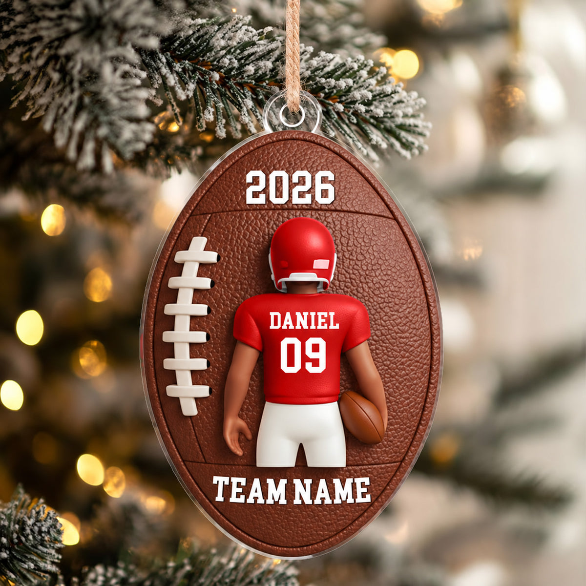 Personalized American Football Acrylic Ornament, Custom Name Number Team Christmas Ornament Gift 686472