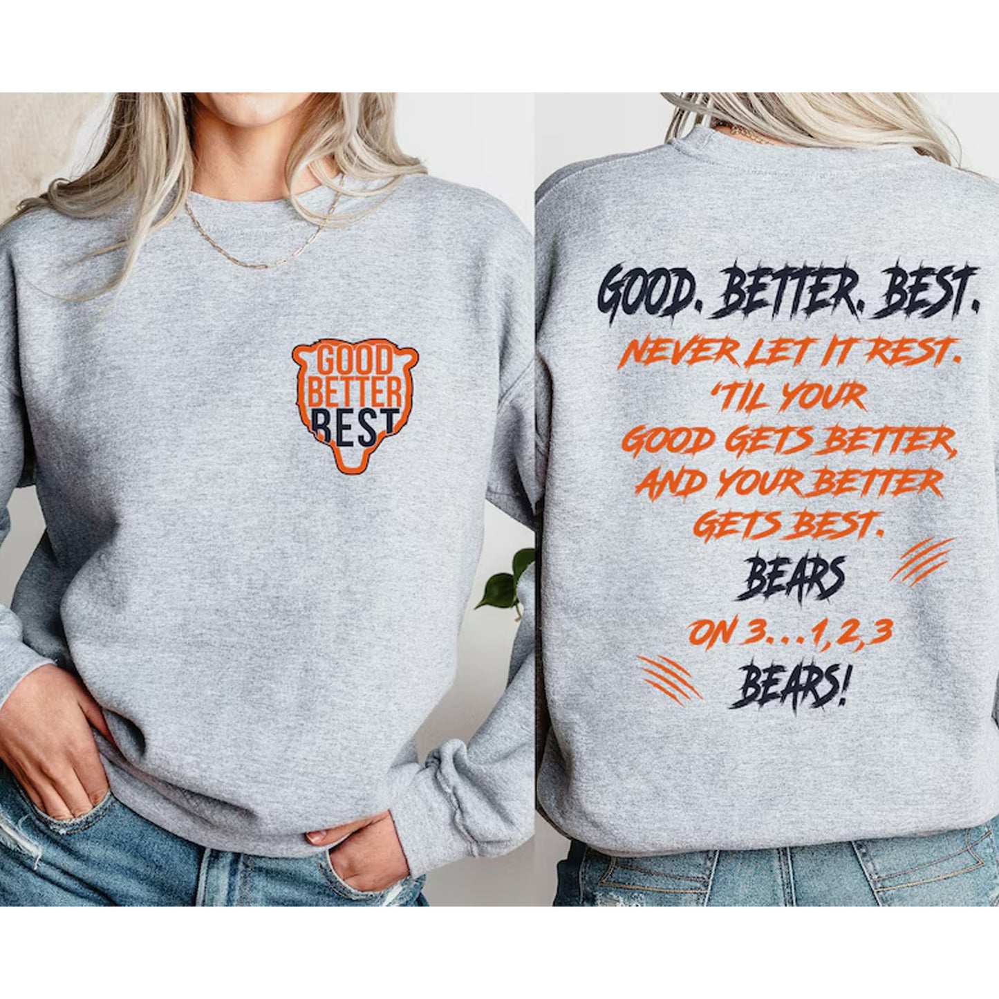 Chicago Football Good Better Best Bright Shirt, Bear Down Hoodie, Chicago Sports Pocket & Back Shirt 684147