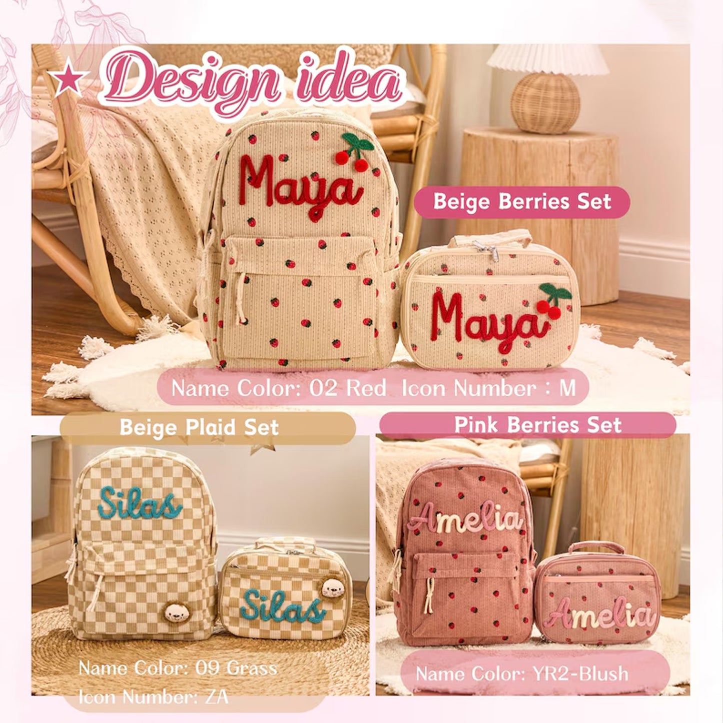 Personalized Kids Backpack and Lunch Bag Set, Custom Name School Bag, Back to School Gift 685356