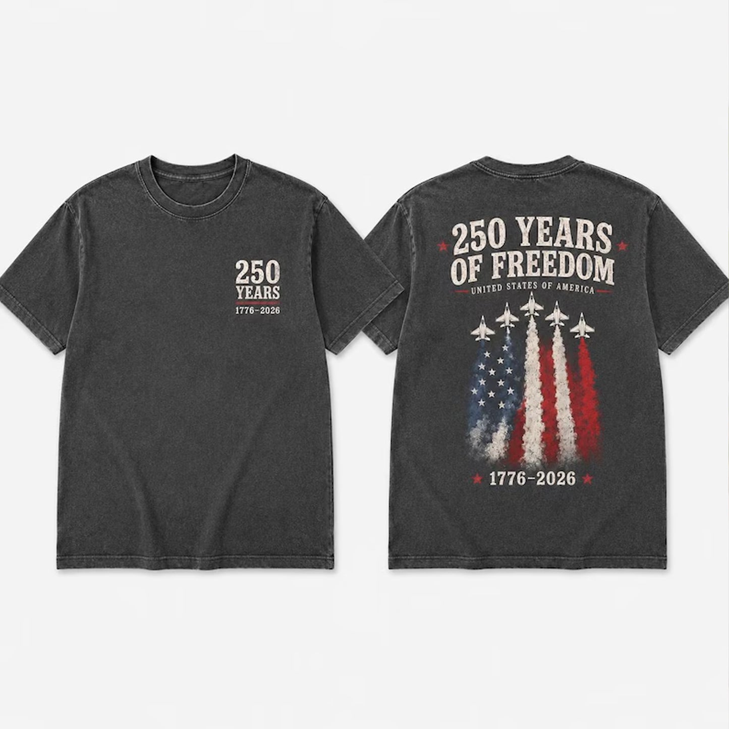 250 Years of Freedom USA Pocket & Back Shirt, Patriotic 1776-2026 Fighter Jet Tee, 4th Of July T-Shirt 685162 WFD
