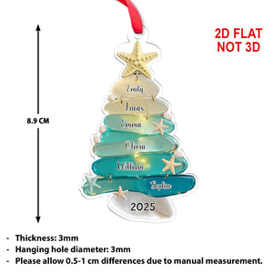 Personalized Family Sea Glass Effect 2D FLAT Acrylic Ornament | Custom Name Ocean Style Family Christmas Ornament 683472