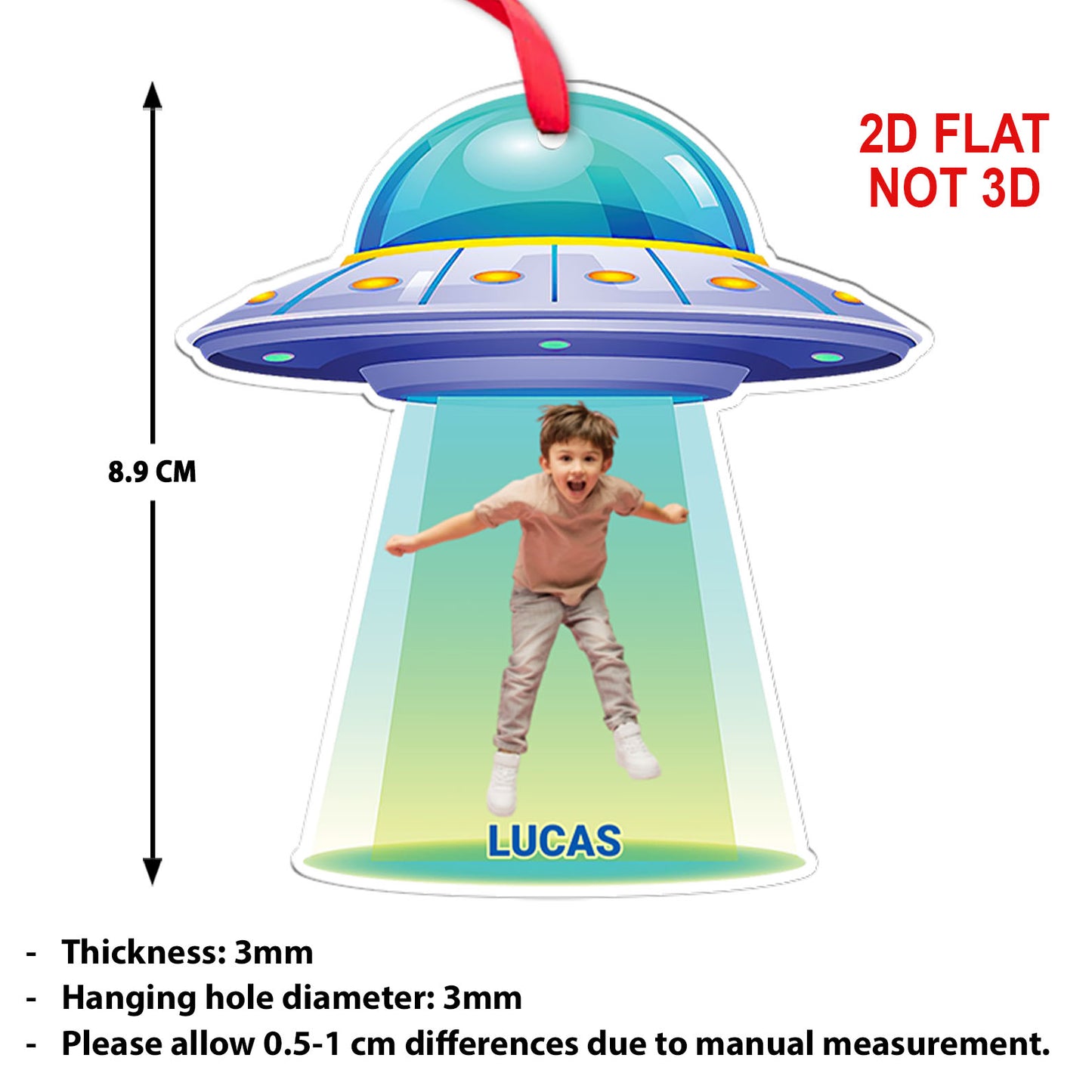 Personalized Upload Photo UFO Acrylic Ornament | Custom Text Photo Christmas Ornament 683504