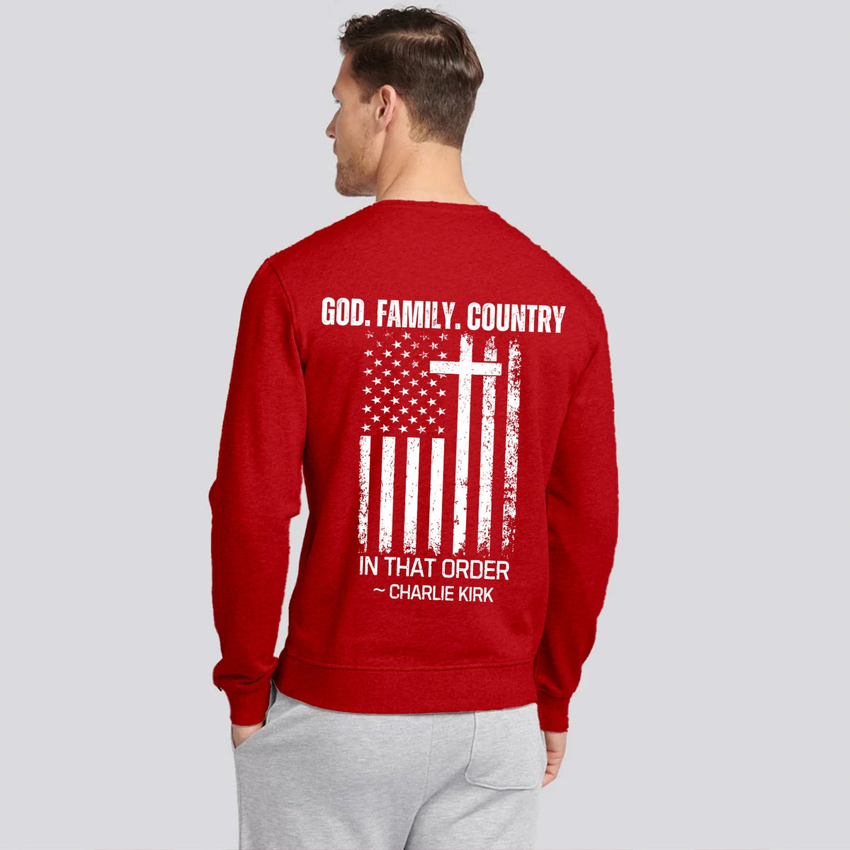 God Family Country Backside Shirt | Charlie Kirk Red Shirt | We Wear Red Charlie Kirk Birthday October 14 | Red Freedom Shirt 683065