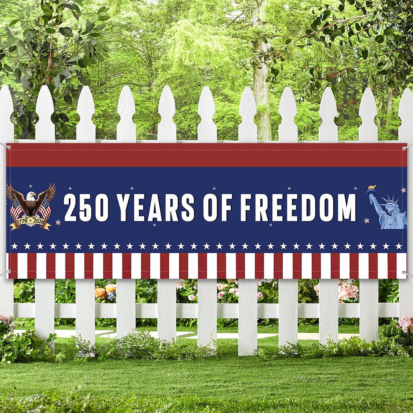 250 Years of Freedom Banner Flag | Patriotic Liberty Eagle US Flag | Happy 250th Anniversary USA Banner 684346