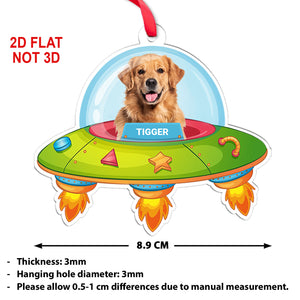 Personalized Dog Photo UFO Rocket Acrylic Ornament | Custom Dog Cat Christmas Ornament 683505