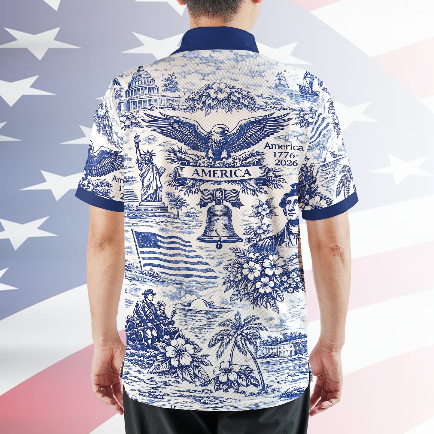 250 Years of America 1776–2026 Polo Shirt, Vintage Patriotic All-Over Print Polo, 4th of July USA Shirt 684893