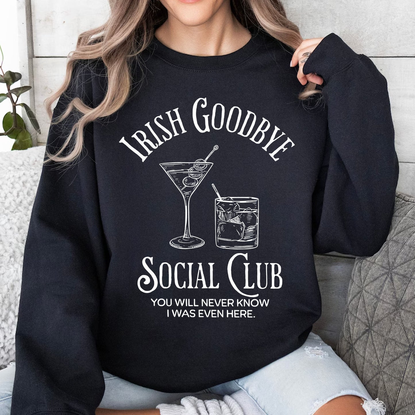 Irish Goodbye Social Club St. Patrick’s Day Shirt | Funny Drinking Humor T-Shirt 684385