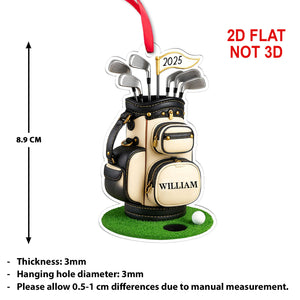 Custom Name Golf Bag Christmas Acrylic Ornament | Personalized Golf Backpack Christmas Ornament 683699