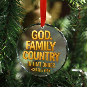 God Family Country Glass Ornament | Charlie Kirk Christmas Ornament | Justice For Charlie Kirk Ornament 683416