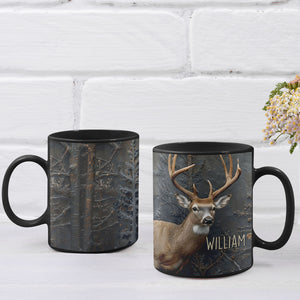 Custom Name Hunting Antlers Black Mug, Deer Hunting Coffee Mug, Gift for Him, Father’s Day Gift 683877