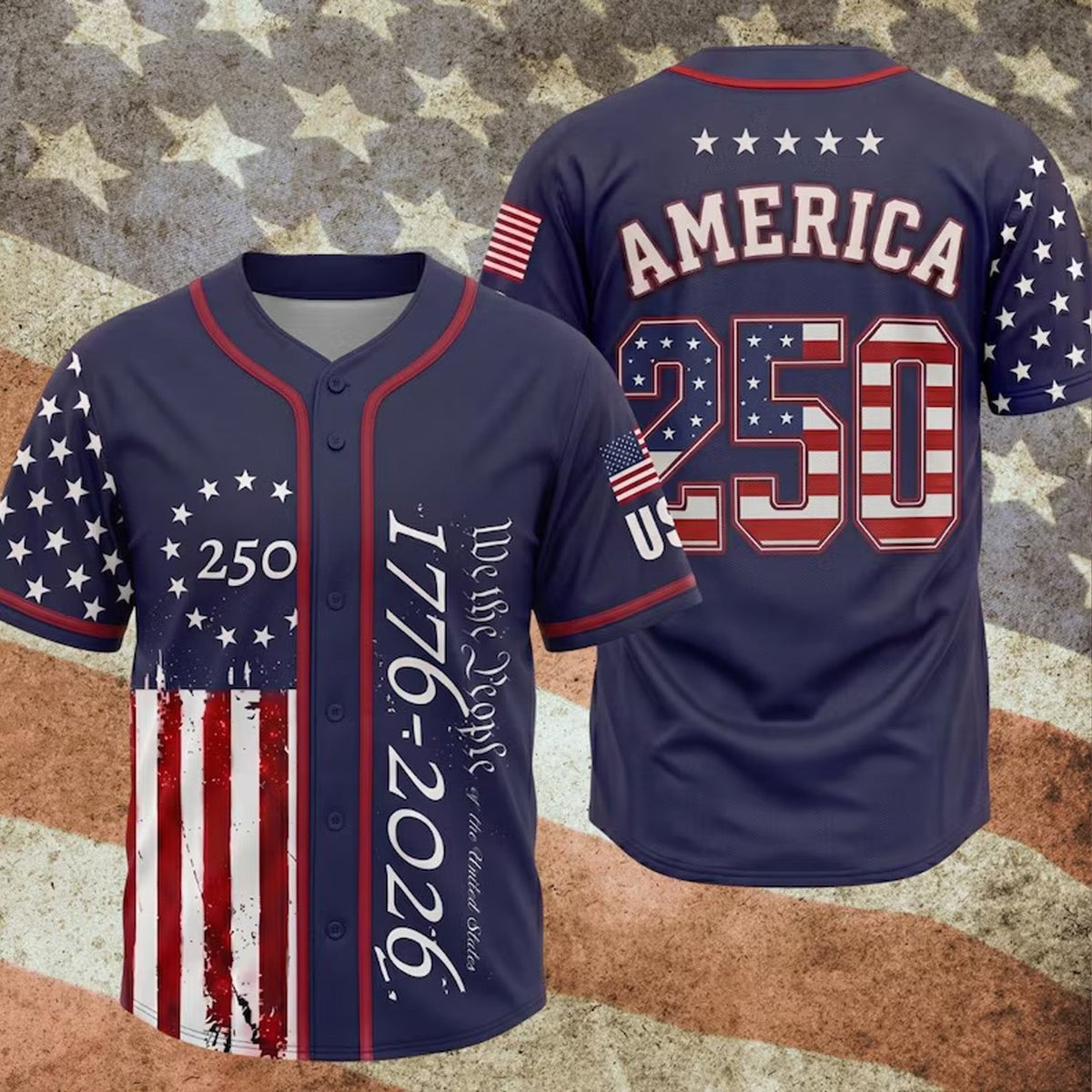 250 Years We The People Baseball Jersey, USA 1776-2026 Patriotic Anniversary Shirt 685172
