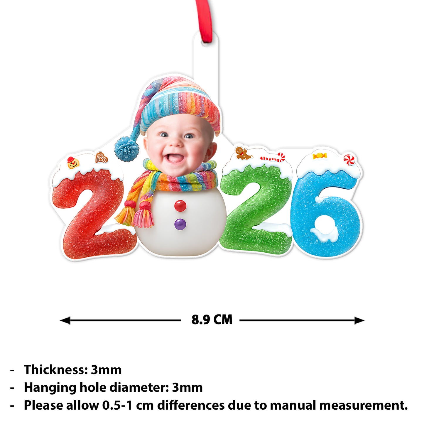 Custom Photo Baby First Christmas 2026 Acrylic Ornament, Personalized Baby Christmas Keepsake Gift 685769