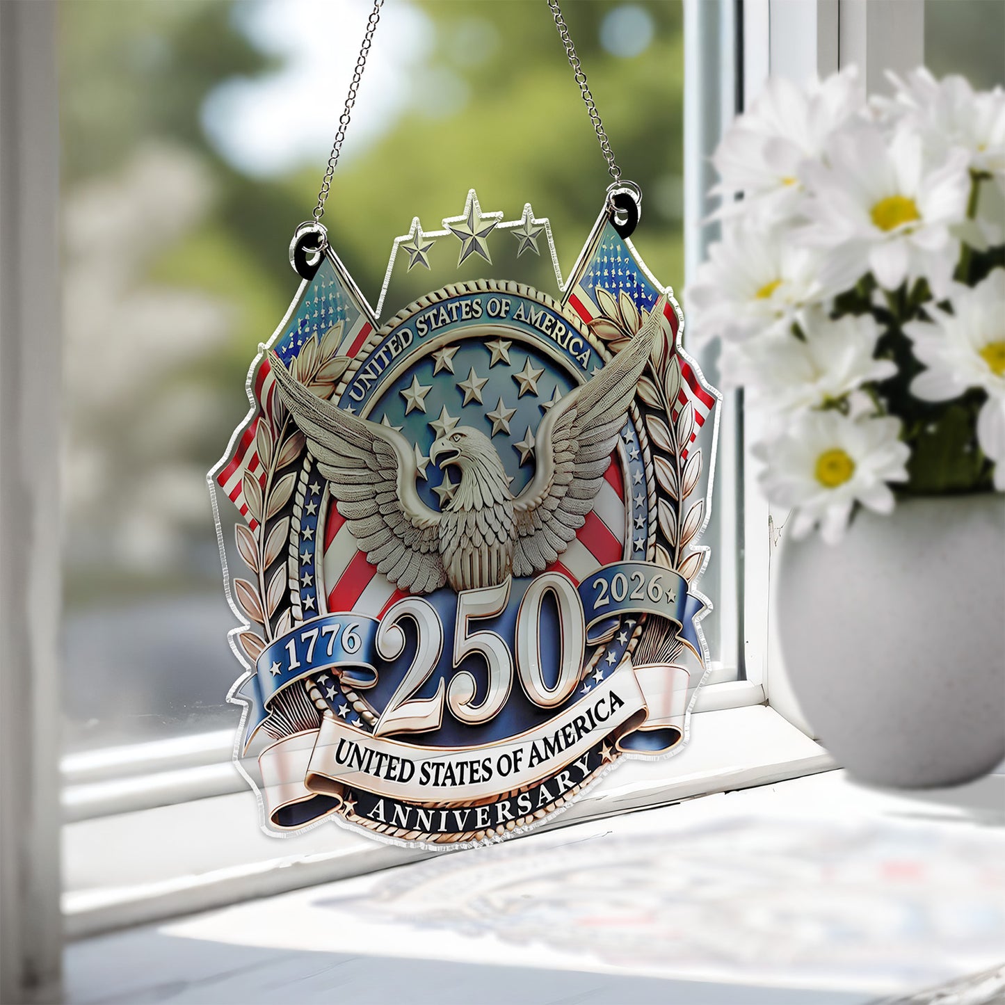 250 Years USA Suncatcher Ornament | Happy 250th Anniversary Suncatcher | Patriotic 1776–2026 Suncatcher 684242
