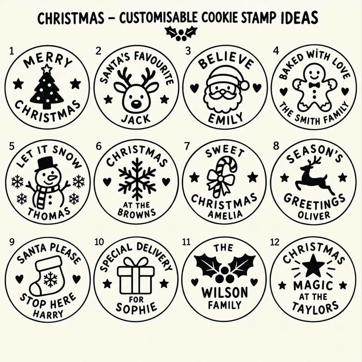 Personalised Christmas Cookie Stamp & Cutter, Custom Name Embosser, Holiday Baking Gift 686764 WFD