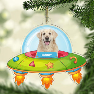 Personalized Dog Photo UFO Rocket Acrylic Ornament | Custom Dog Cat Christmas Ornament 683505