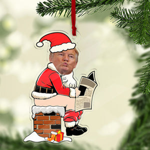 Funny Cartoon Trump Santa Acrylic Ornament | President Donald Trump Christmas Ornament 683567 - GOP