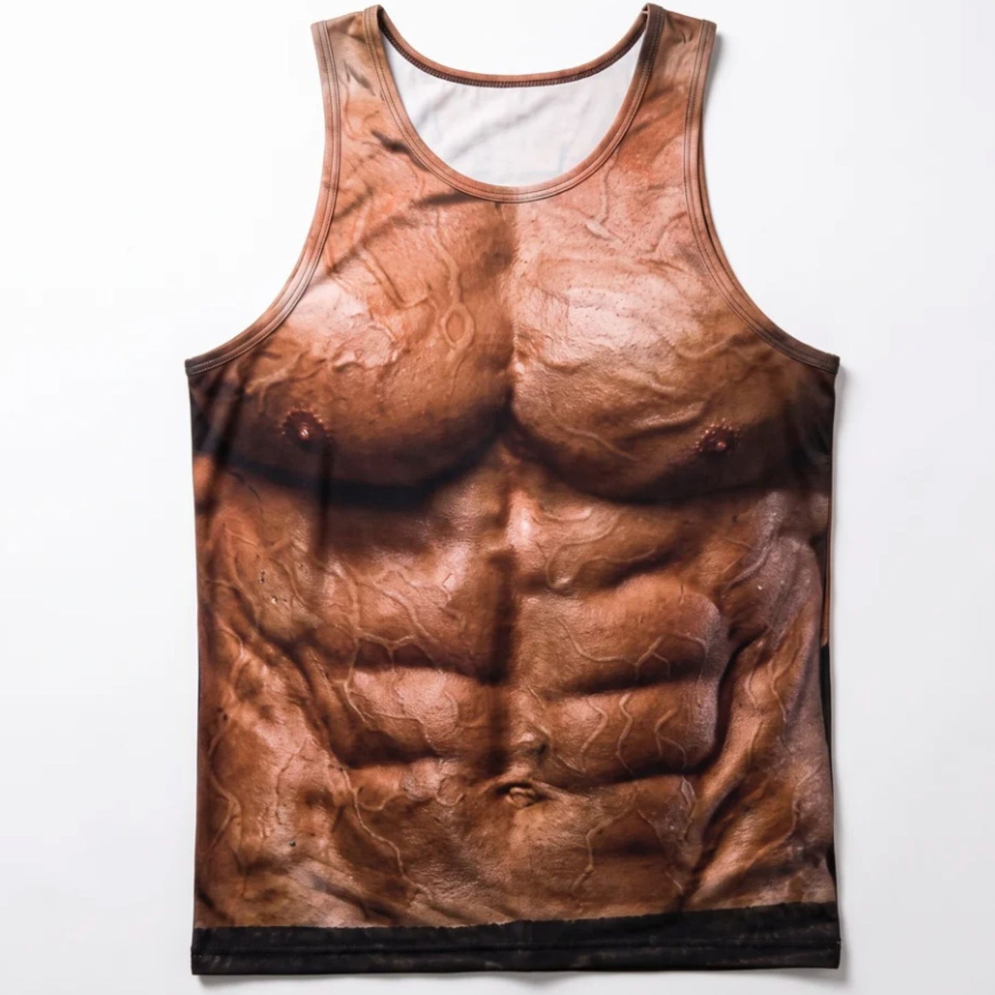 Funny Fake Hairy Chest Tank Top, Men’s Muscle Body Graphic Tank, Hilarious Beach Vacation Shirt, Gag Gift 686030 WFD