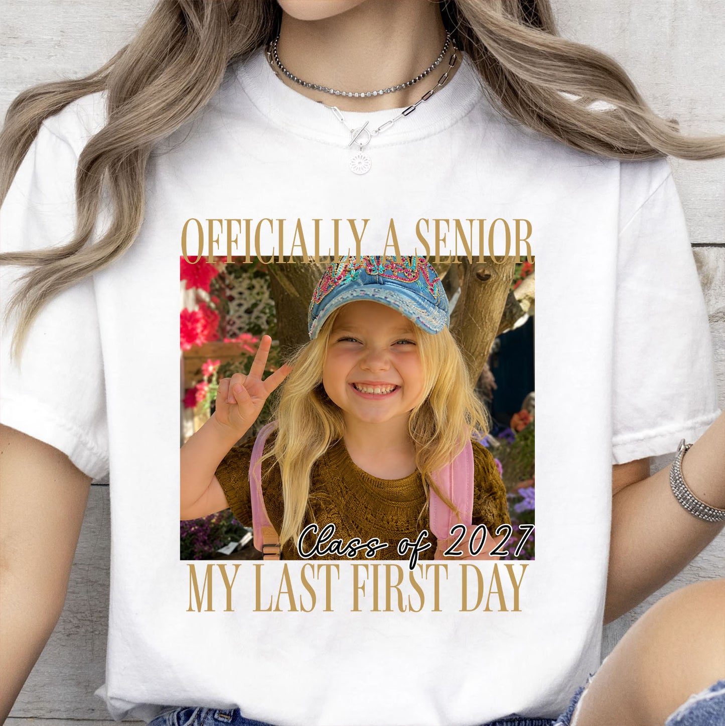 Custom Photo Senior 2027 Bright Shirt, Personalized Vintage Class of 2027 Tee, Last First Day Graduation Gift 685728