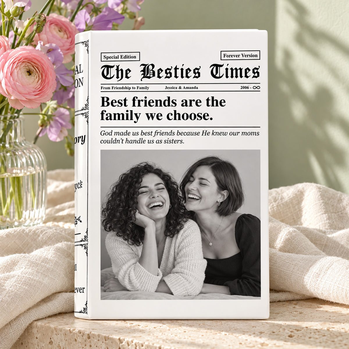 Custom Photo Newspaper Ceramic Book Vase, Personalized Best Friend Gift, Friendship Keepsake for Bestie 686941 WFD