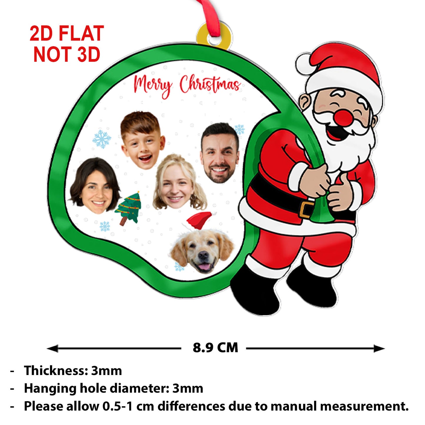 Christmas Family Acrylic Ornament | Personalized Custom Family Photo Upload Ornament 683534