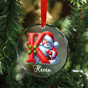 Christmas Custom Name Glass Ornament, Custom Family Ornament, Personalized Alphabet Christmas Ornament 683387