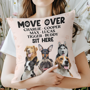 Custom Dog Photo Move Over Sit Here Pillow | Personalized Dog Cat Pet Photo Pillow | Gift for Dog Lovers 683622