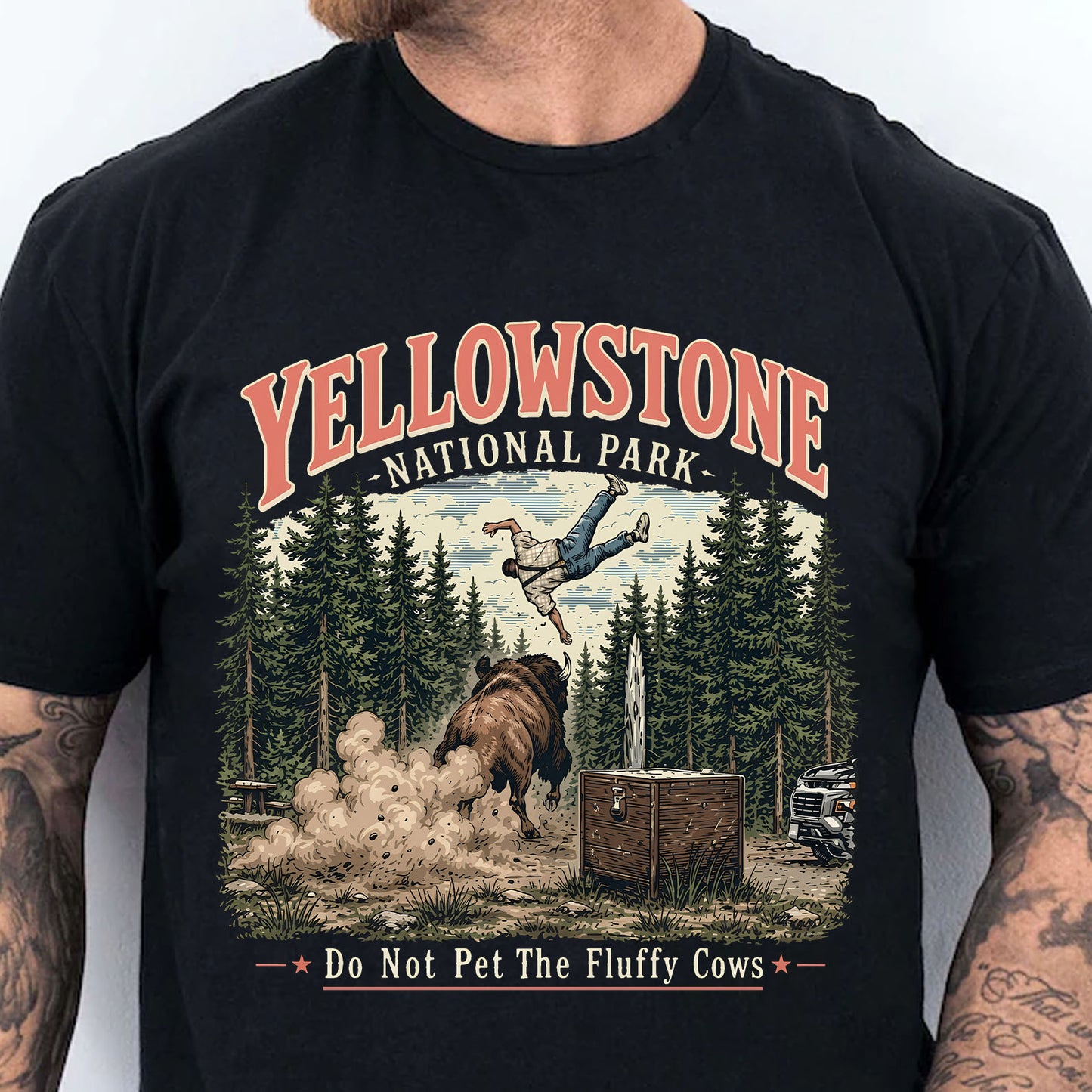 Do Not Pet The Fluffy Cows Dark Shirt, Yellowstone National Park T-Shirt, Funny Bison Wildlife Graphic Tee 685648