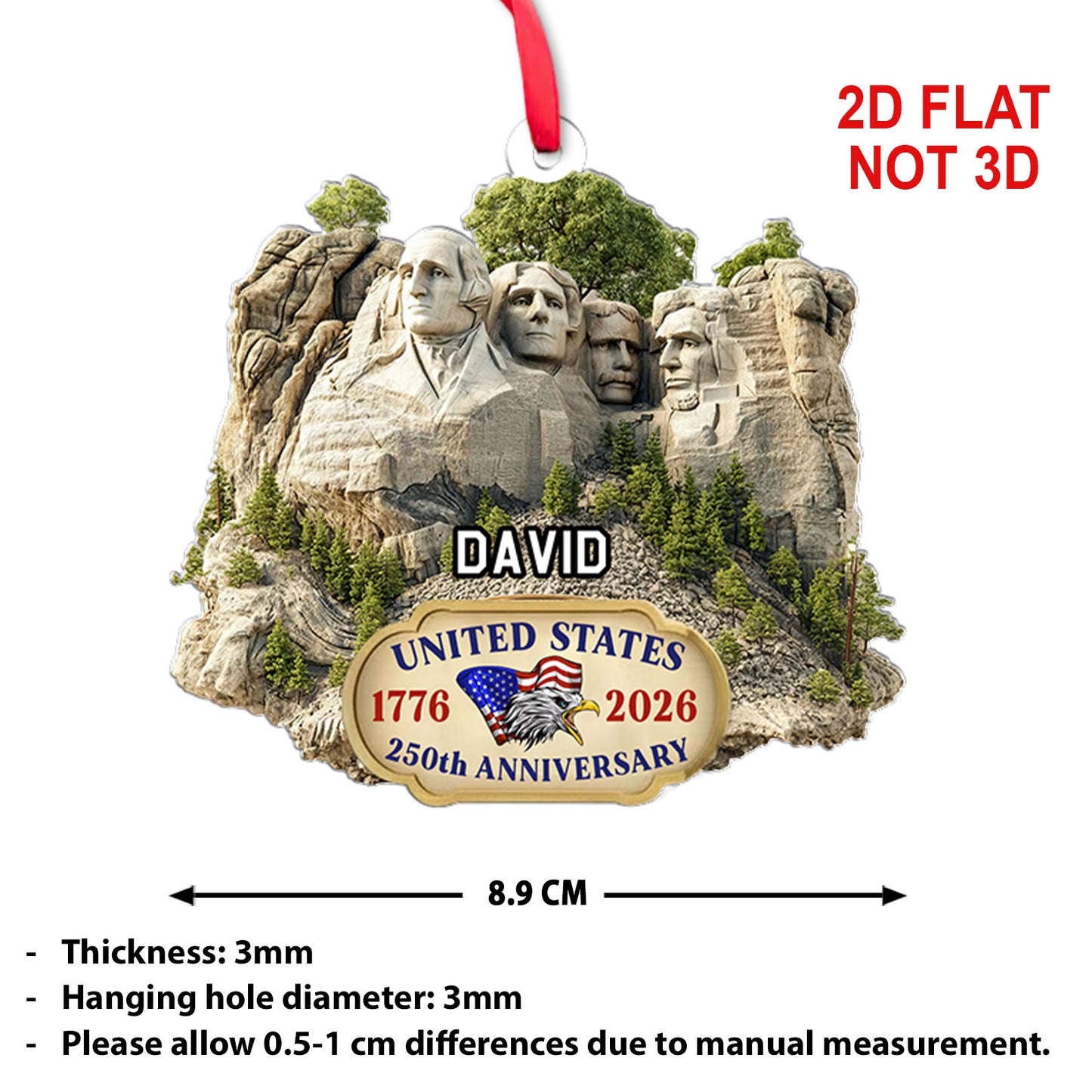Personalized 250 Years Mount Rushmore Acrylic Ornament | Custom Name USA 250th Christmas Ornament 683543