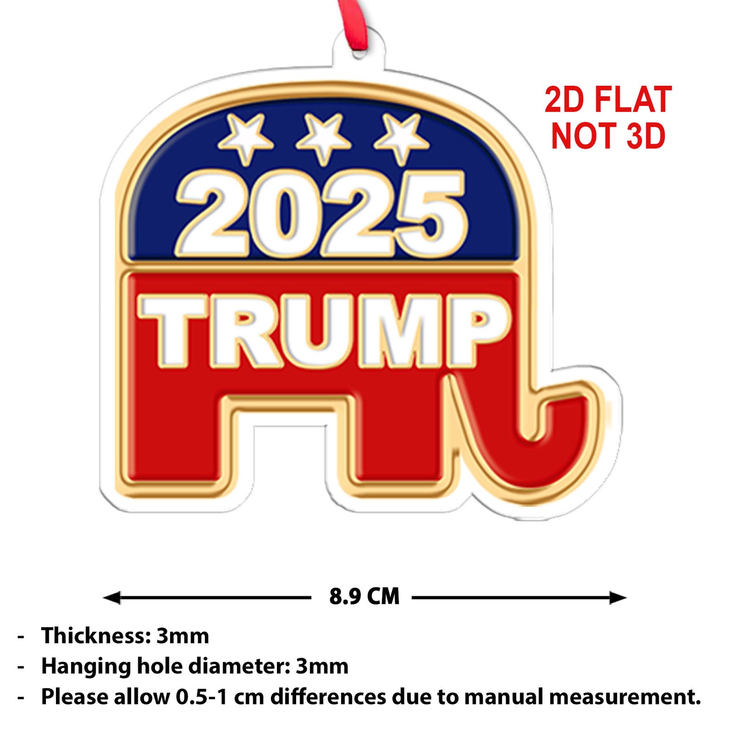 Elephant Donald Trump Acrylic Ornament, Patriotic USA Flag Design Christmas Ornament 683254 - GOP