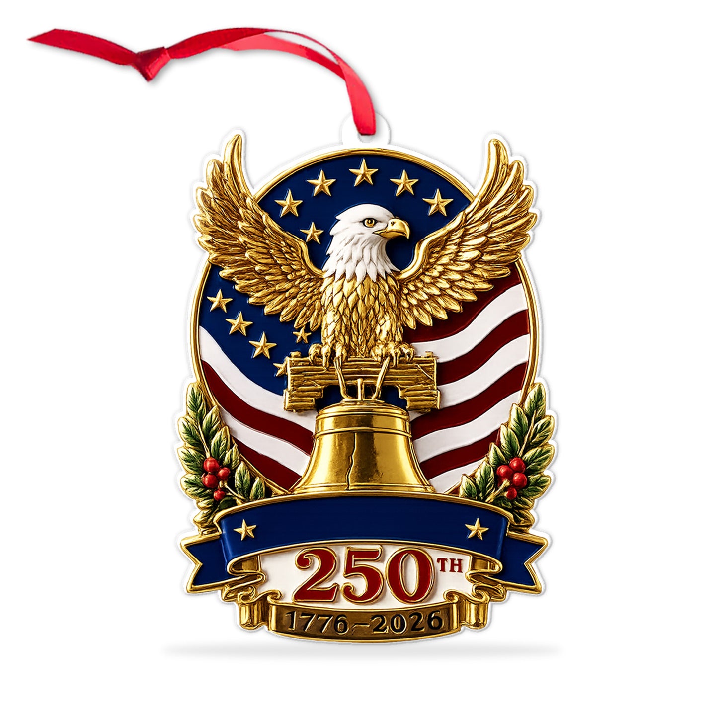 USA 250th Anniversary Acrylic Ornament, Patriotic Bald Eagle & Liberty Bell Christmas Ornament 685804