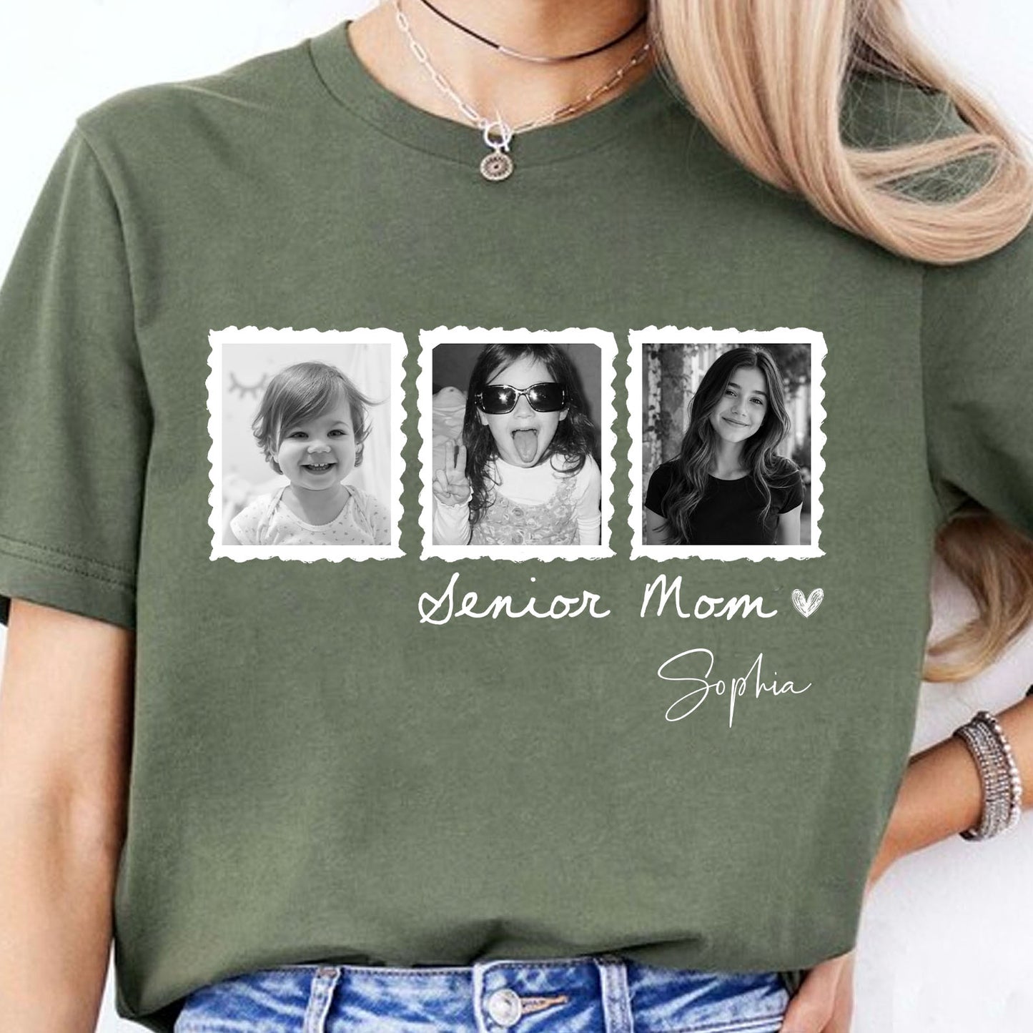 Personalized Vintage Photo Senior Mom Shirt, Custom Class of 2027 Picture Tee, Graduation Keepsake Gift 685681