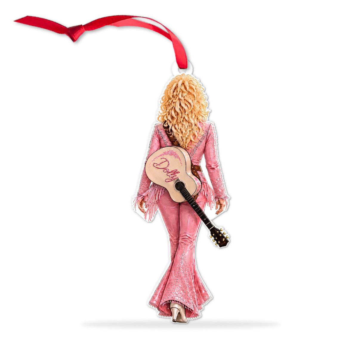 Dolly Parton Pink Outfit Acrylic Ornament, Guitar Country Music Christmas Ornament, Dolly Fan Gift 686174
