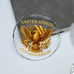 United States 250 Years Anniversary Glass Ornament | Patriotic 4th of July 1776–2026 Christmas Ornament 683407