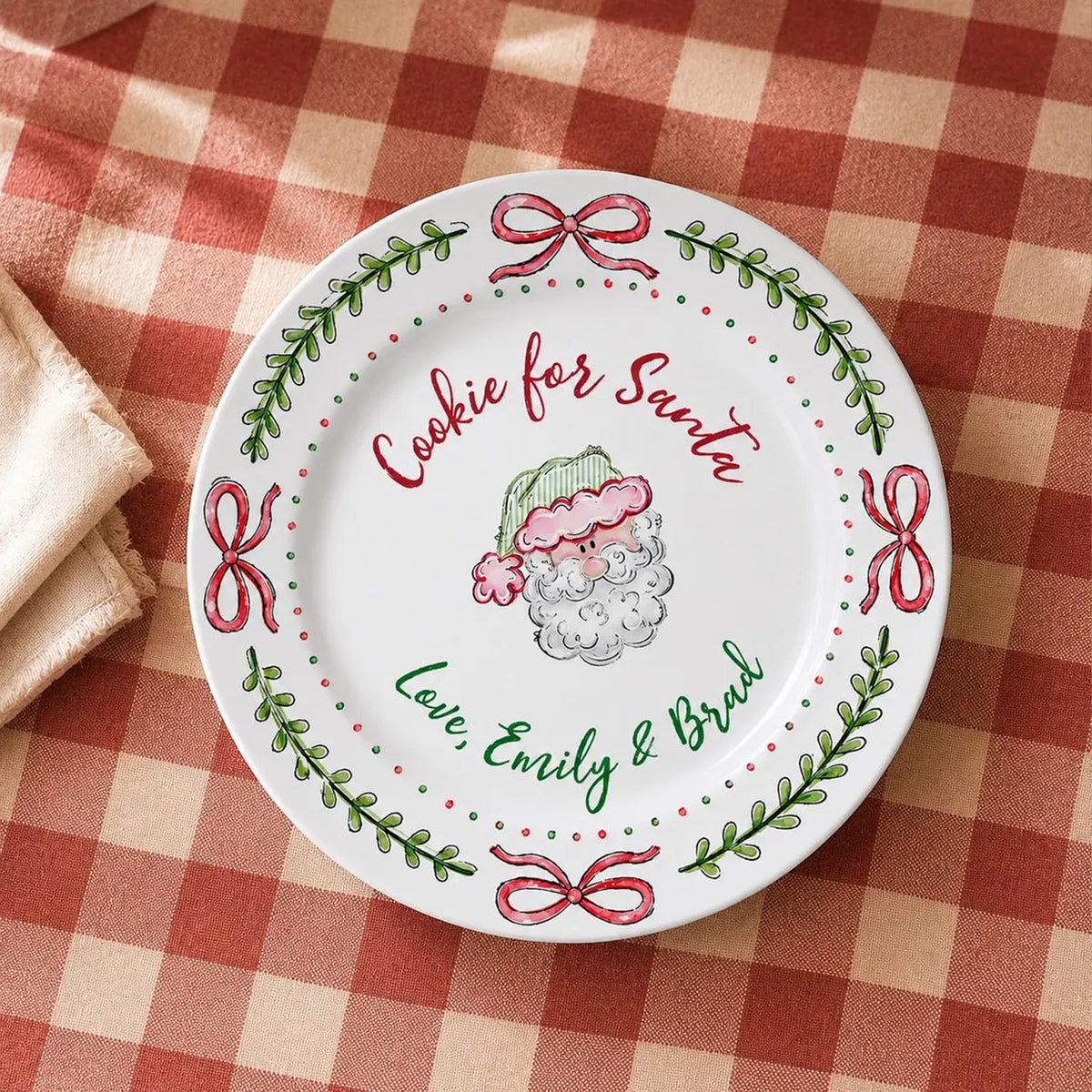 Personalized Cookies for Santa Ceramic Plate, Custom Names Christmas Eve Cookie Tray, Holiday Gift 686784 WFD