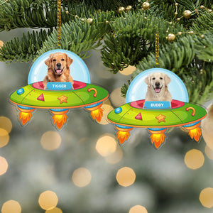 Personalized Dog Photo UFO Rocket Acrylic Ornament | Custom Dog Cat Christmas Ornament 683505