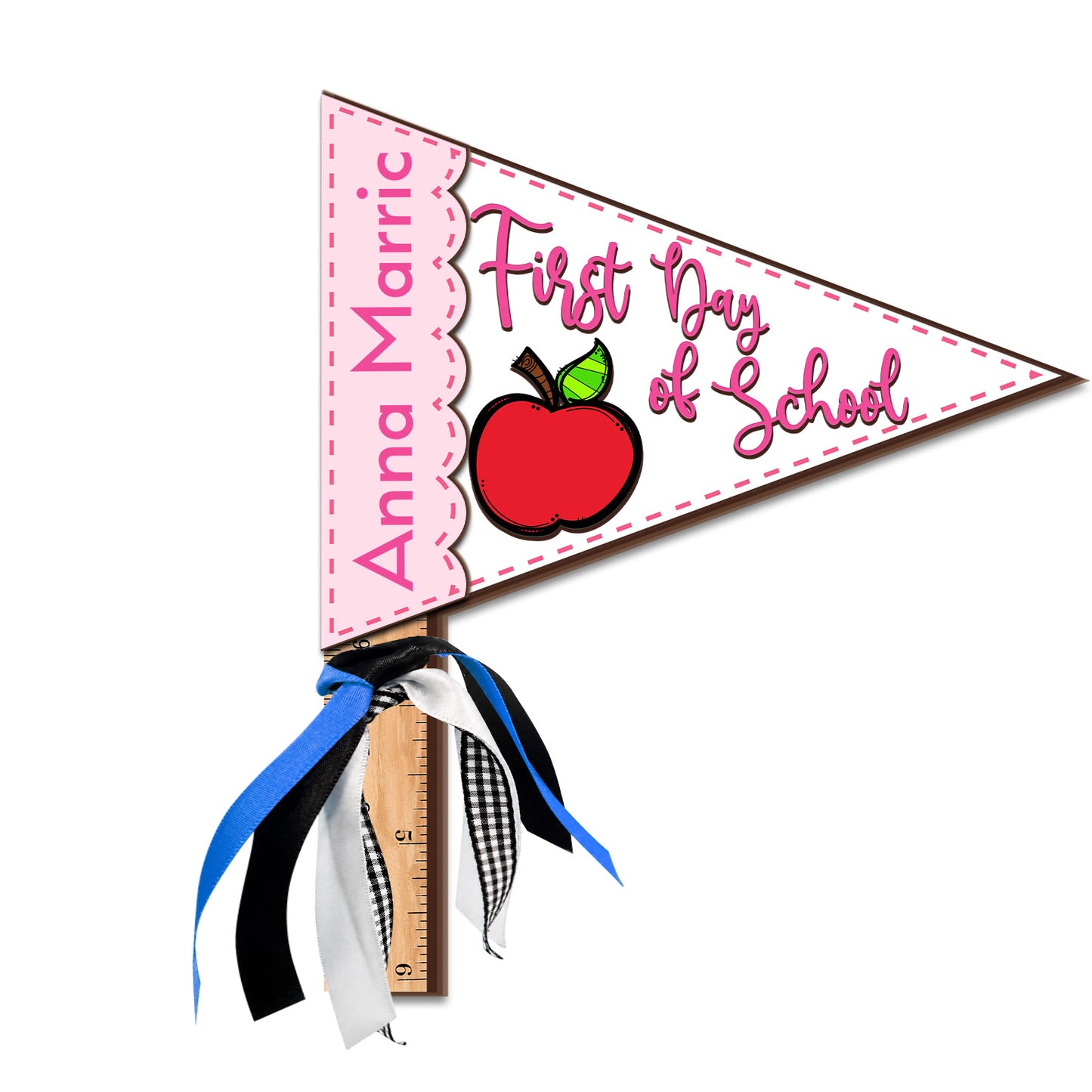 Personalized First Day of School Pennant Flag, Custom Name School Photo Prop, Back to School Keepsake 685525
