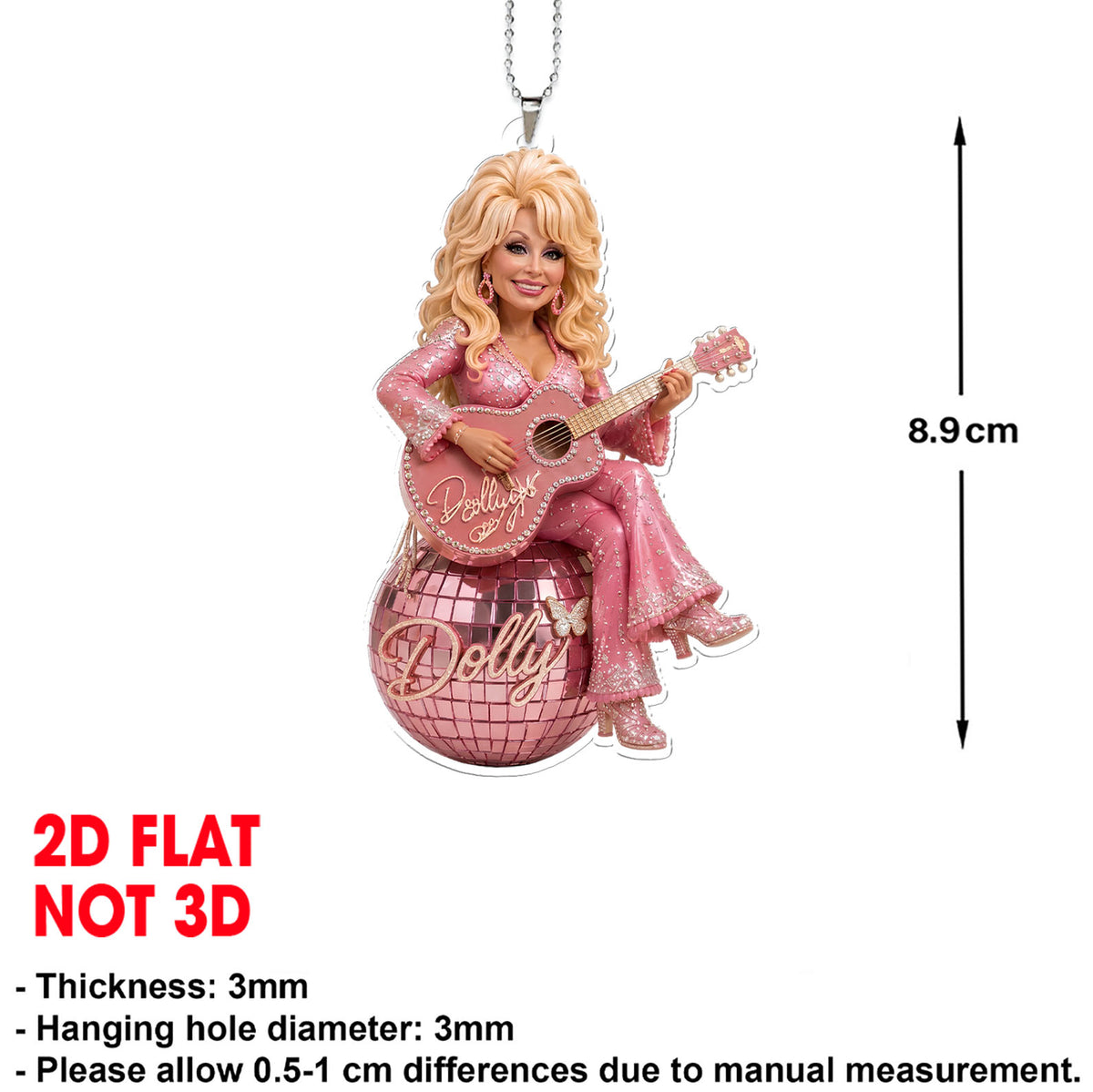 Dolly Parton Car Ornament, Pink Disco Ball Country Music Ornament, Dolly Fan Christmas Gift 686094