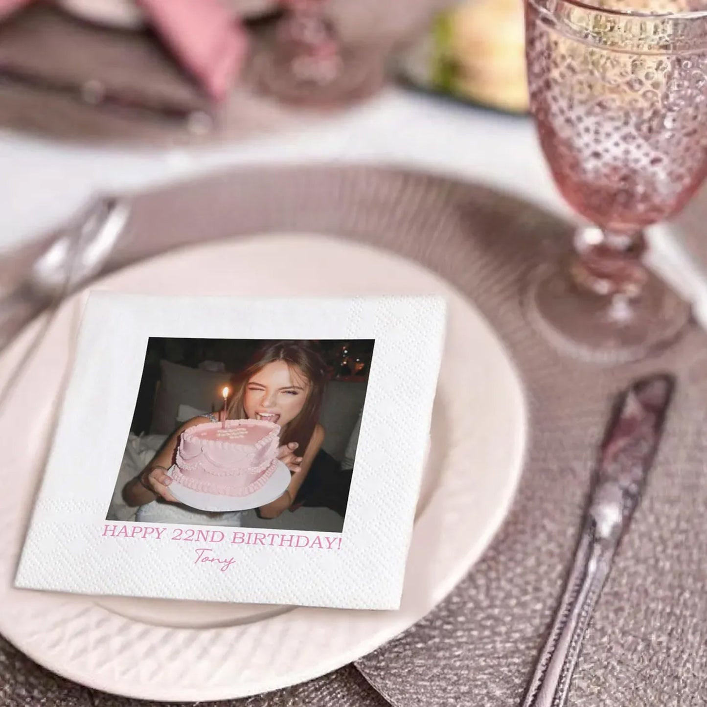 Personalized Photo Cocktail Napkins, Custom Birthday Party Napkins, Birthday Napkins for All Ages 685535 WFD