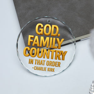 God Family Country Glass Ornament | Charlie Kirk Christmas Ornament | Justice For Charlie Kirk Ornament 683416