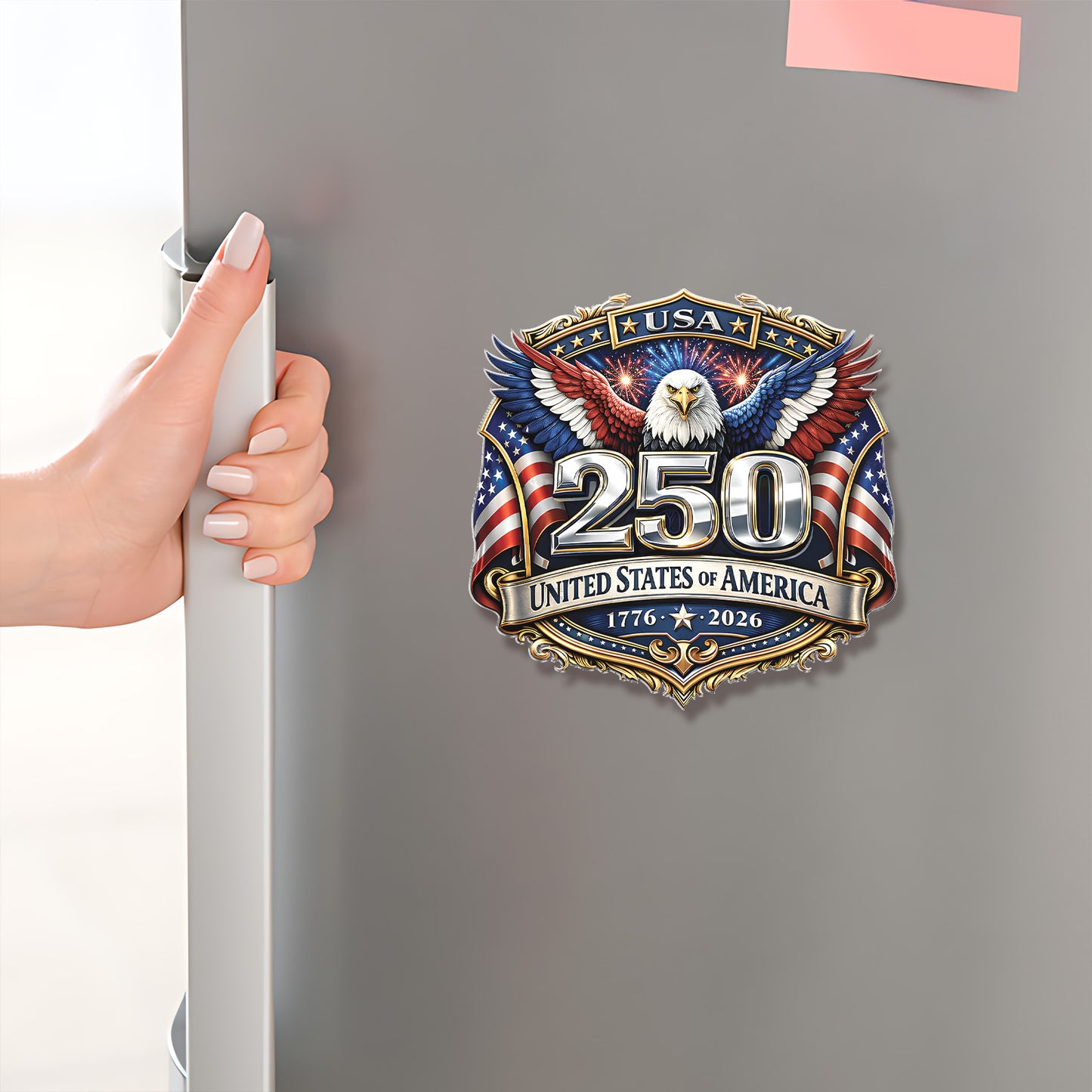250 Years USA Fridge Magnet | Patriotic Eagle US Flag 1776–2026 Magnet | 4th of July Fridge Magnet 684533