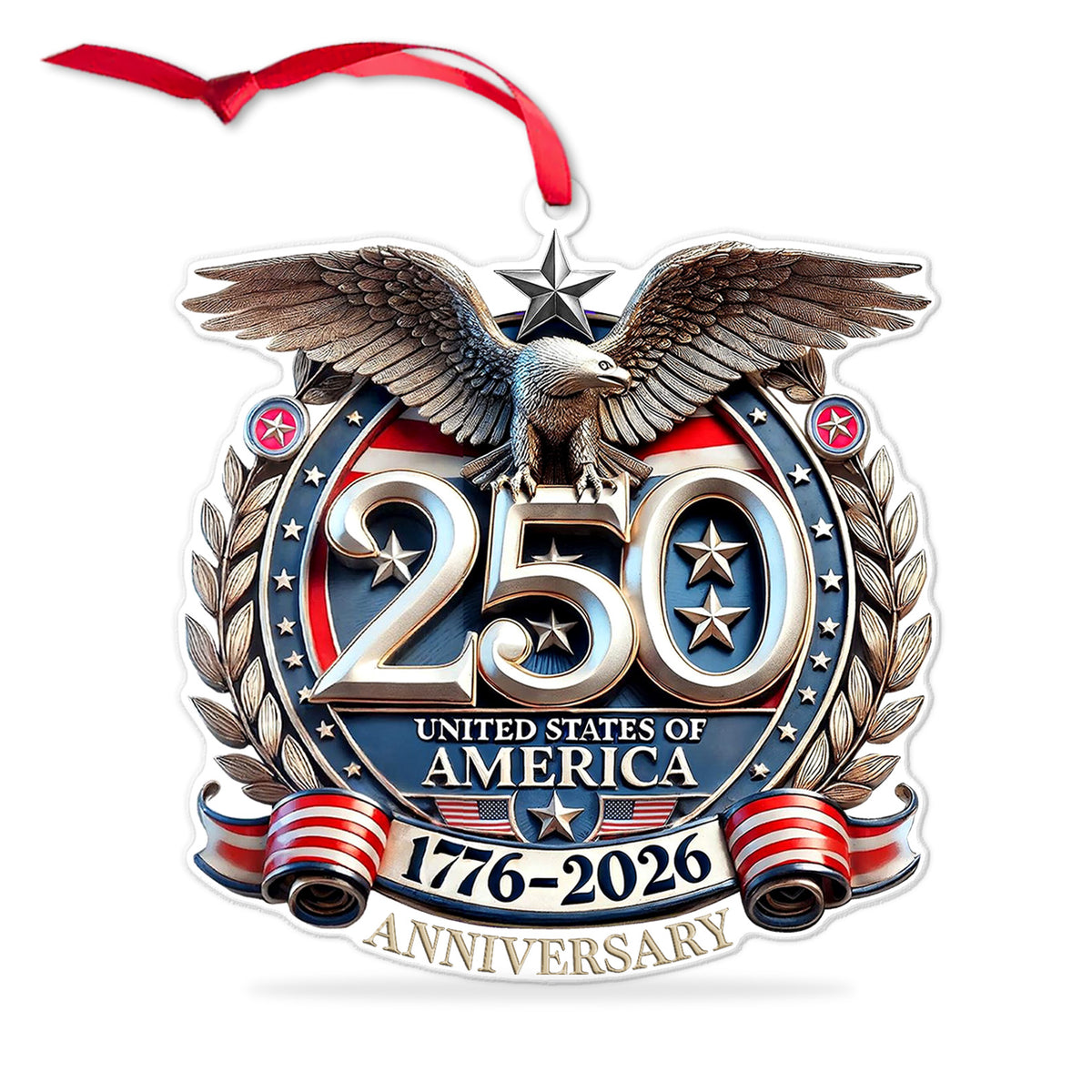 USA 250 Years Anniversary Acrylic Ornament, 1776-2026 Patriotic Eagle Christmas Ornament 685987