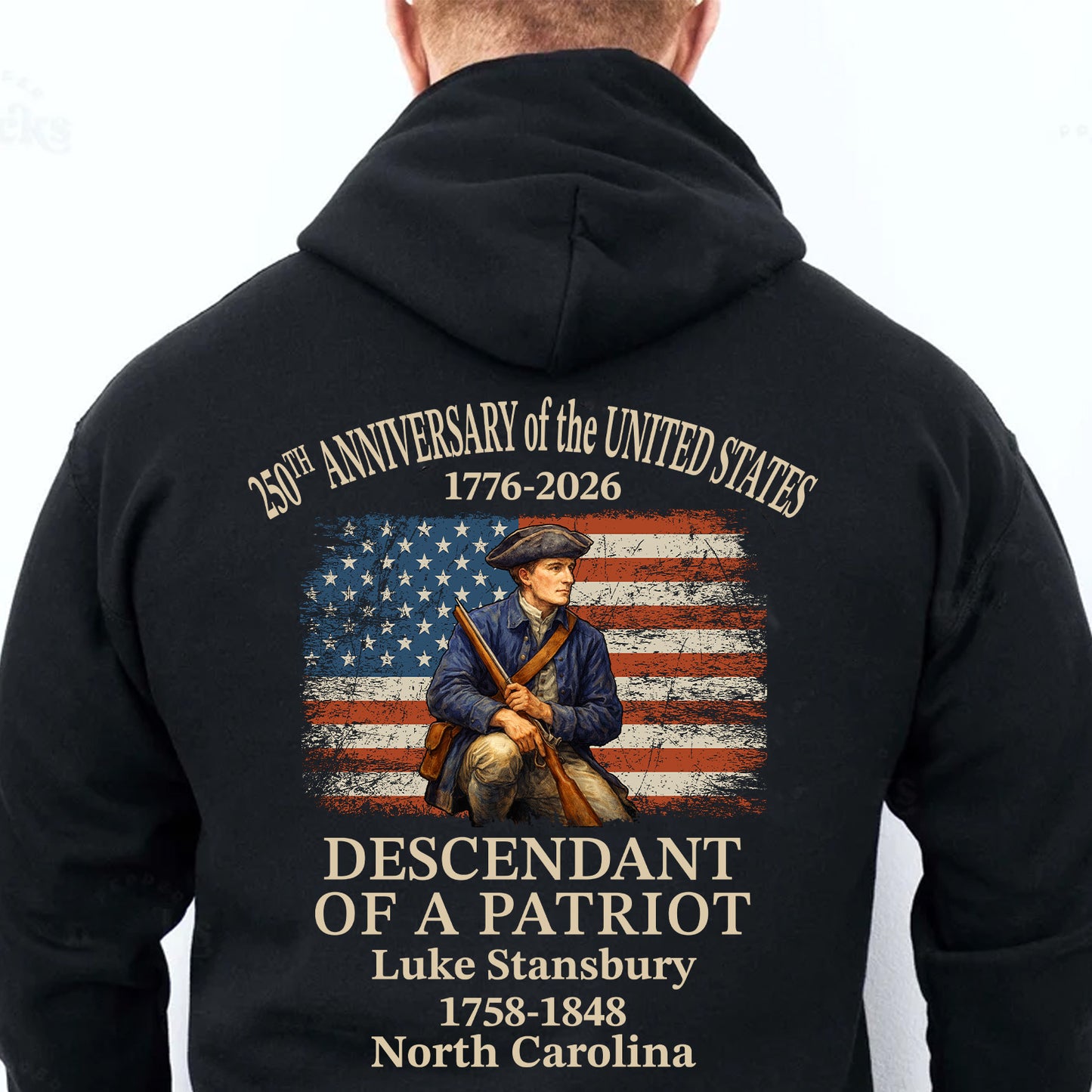 Custom Name 250 Years USA 1776–2026 Backside Shirt | Personalized Descendant of a Patriot T-Shirt 684421