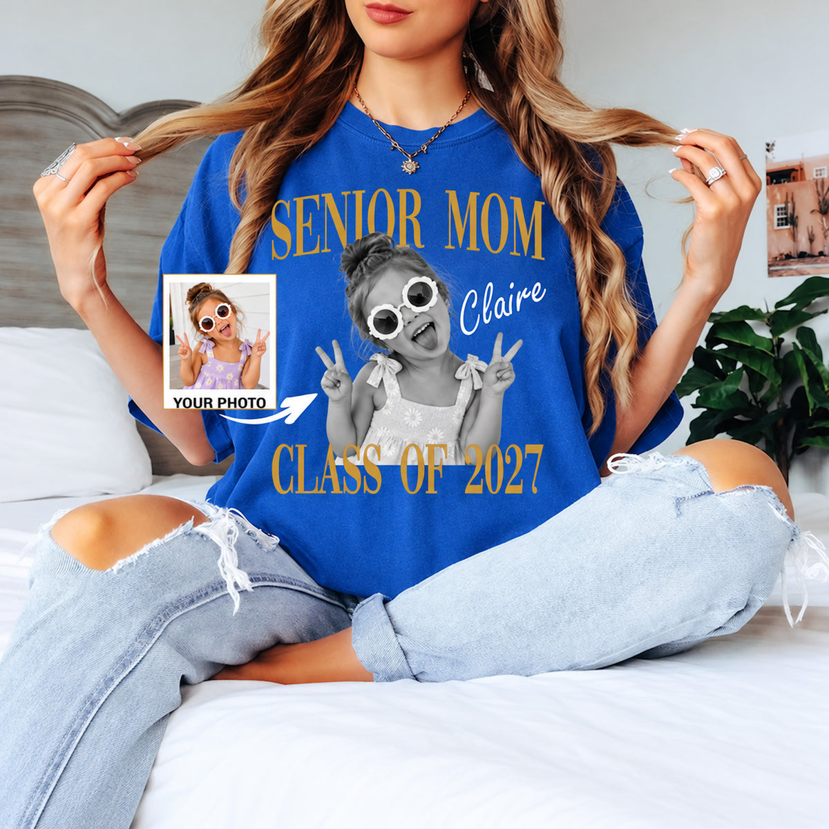 Custom Photo Senior Mom Dad 2027 Shirt, Personalized Class of 2027 Graduation Shirt, Proud Dad Mom Gift 686372 WFD