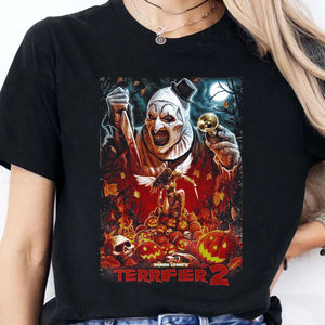 Terrifier 2 Art The Clown Halloween Shirt, Scary Movie T-Shirt, Funny Spooky Season Graphic Tee 683308-4
