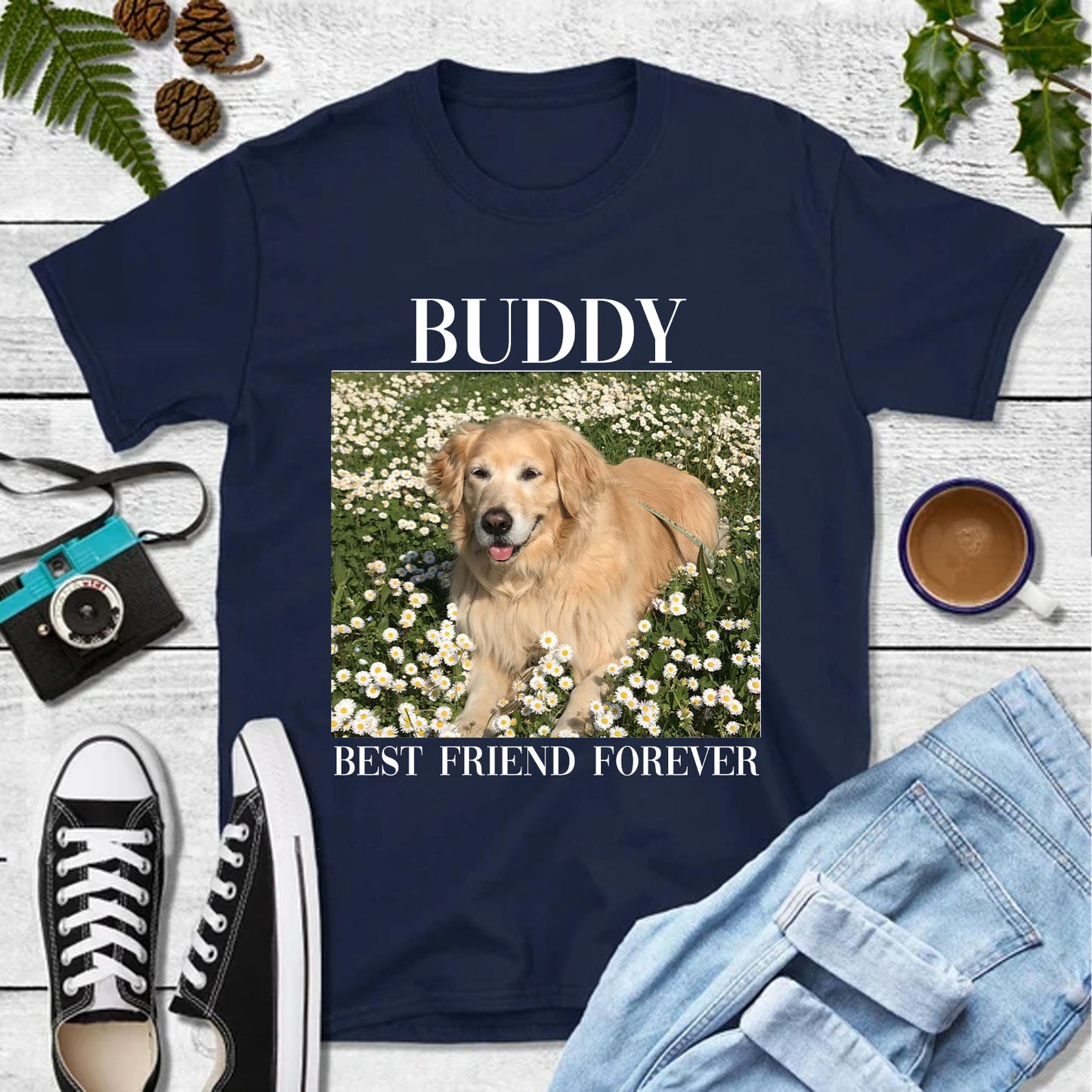 Personalized Upload Pet Photo Shirt | Custom Dog Cat Photo T-Shirt | Gift For Dad Mom 682814