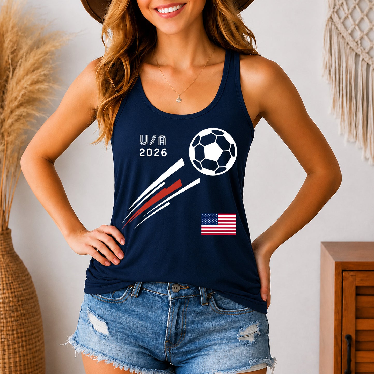 Custom Country Flag Soccer Racerback Tank Top, USA Mexico France Germany Football Fan Shirt 2026 685481