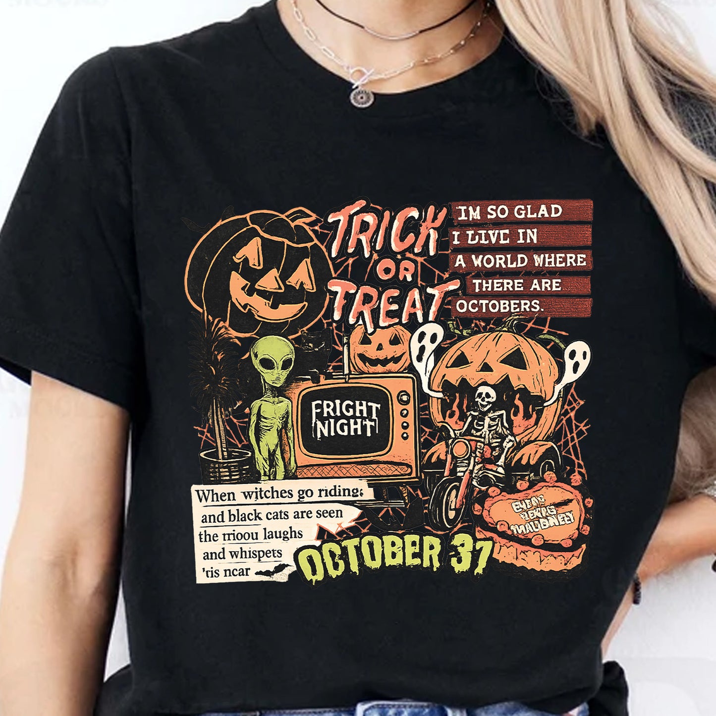 Retro Halloween Collage Shirt, Spooky Season Ghost Pumpkin Tee, Vintage Trick or Treat Halloween Shirt 685747