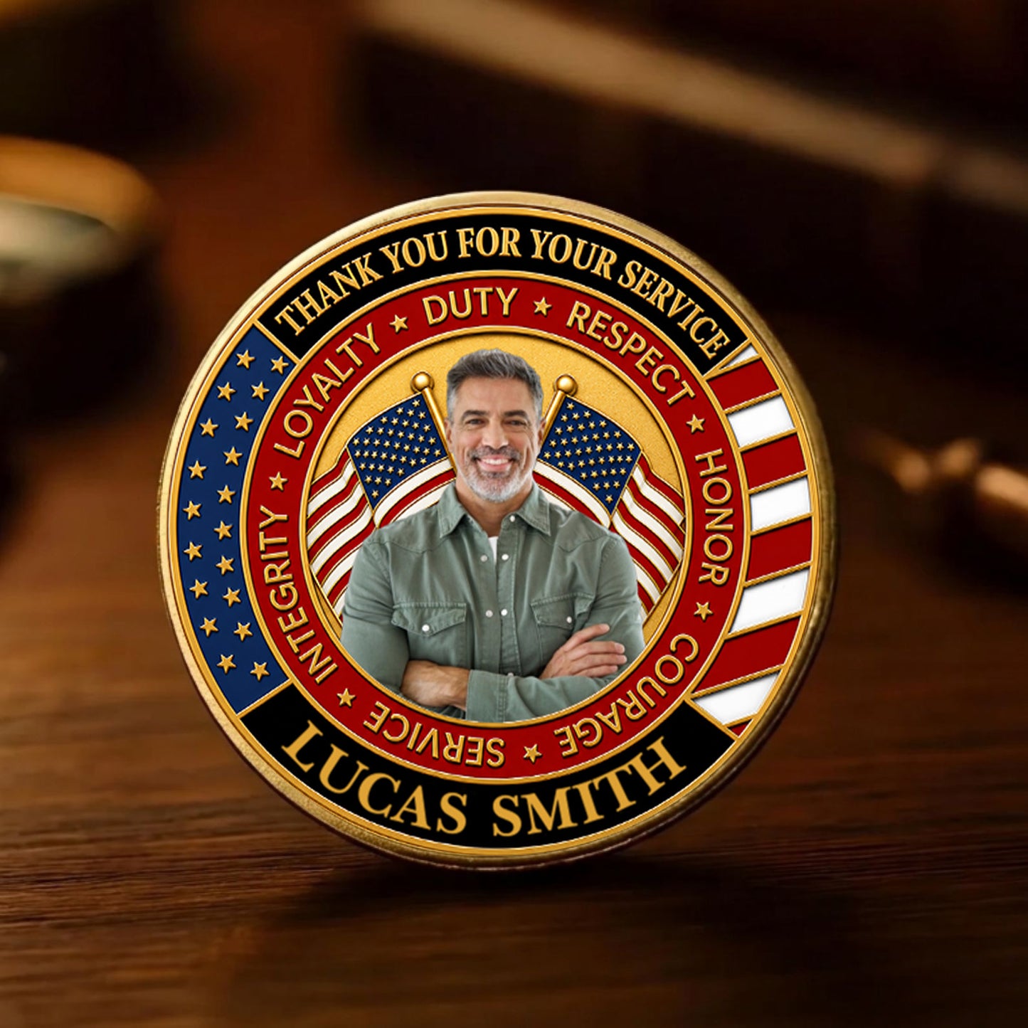Personalized Thank You for Your Service Coin, Custom Patriotic 250 Years USA Commemorative Gift 685016