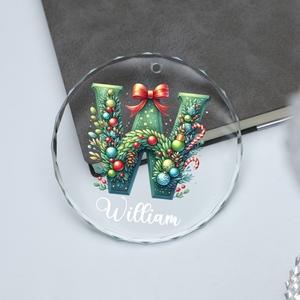 Christmas Custom Name Glass Ornament, Custom Family Ornament, Personalized Alphabet Christmas Ornament 683387