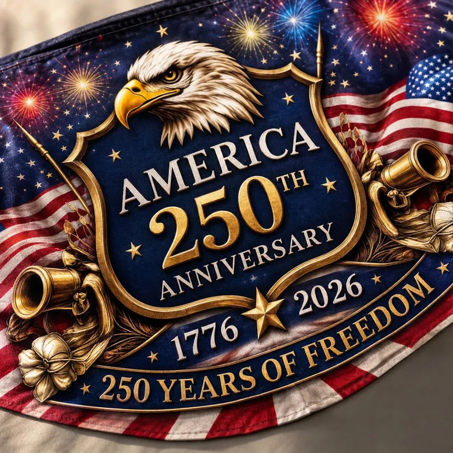 250 Years of Freedom Semicircle Fence Flag, 1776-2026 Patriotic Eagle Independence Day Banner 685280 WFD